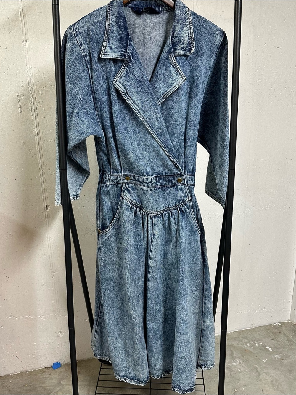 Mizz Lizz stonewashed denim power Wrap dress